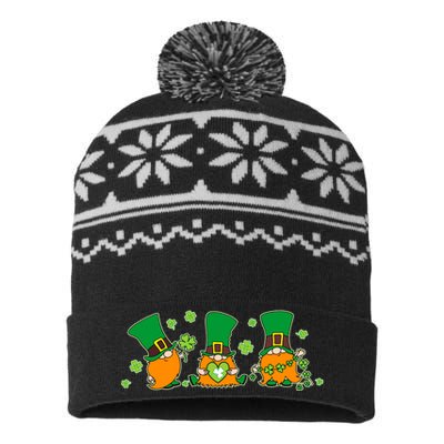 Funny St Patrick's Day Lucky Shamrocks Gnomes USA-Made Snowflake Beanie