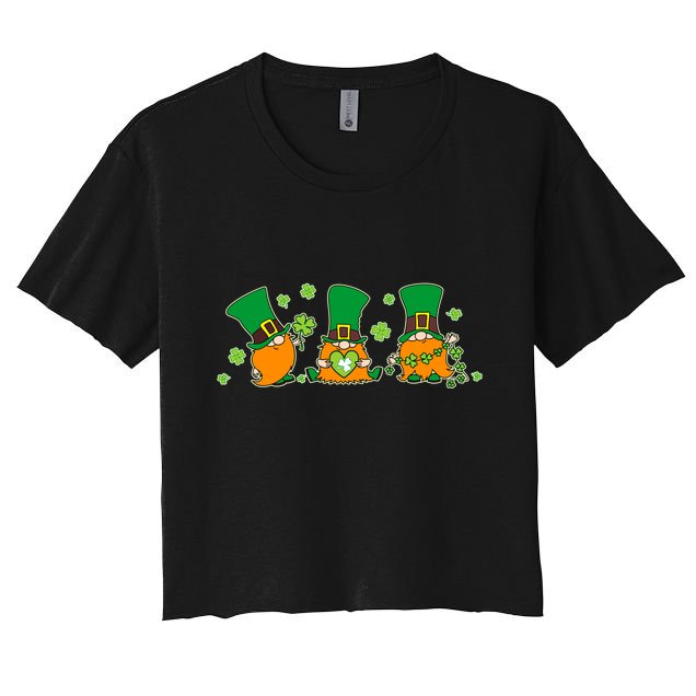 Funny St Patrick's Day Lucky Shamrocks Gnomes Crop Top