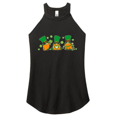 Funny St Patrick's Day Lucky Shamrocks Gnomes Women's Perfect Tri Rocker Tank