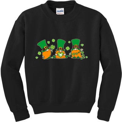 Funny St Patrick's Day Lucky Shamrocks Gnomes Kids Sweatshirt