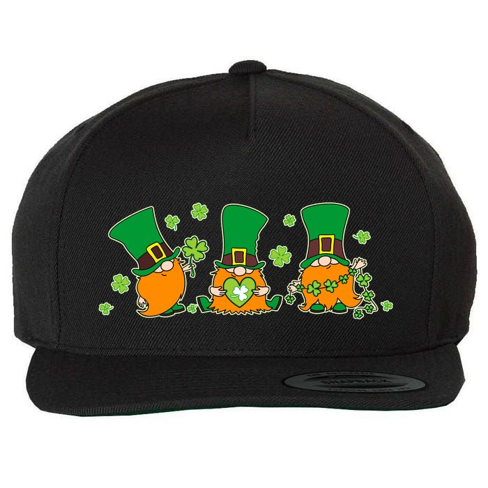 Funny St Patrick's Day Lucky Shamrocks Gnomes Wool Snapback Cap
