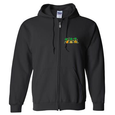 Funny St Patrick's Day Lucky Shamrocks Gnomes Full Zip Hoodie