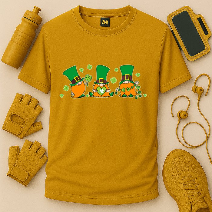 Funny St Patrick's Day Lucky Shamrocks Gnomes Cooling Performance Crew T-Shirt