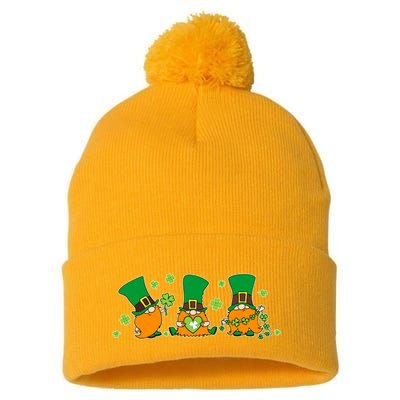 Funny St Patrick's Day Lucky Shamrocks Gnomes Pom Pom 12in Knit Beanie