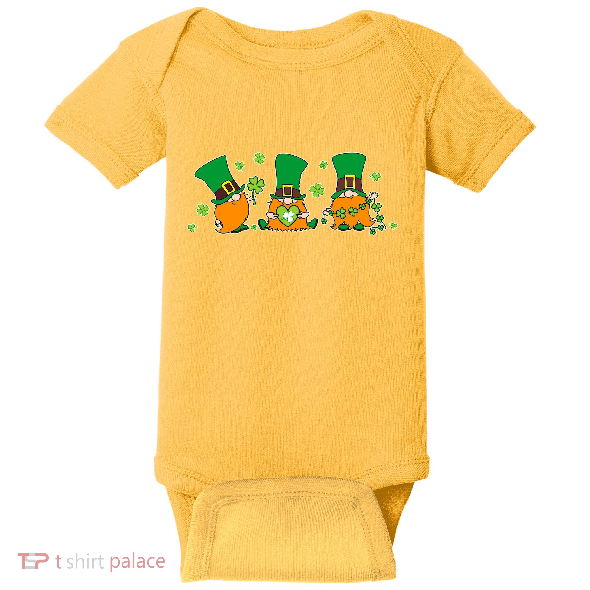 Funny St Patrick's Day Lucky Shamrocks Gnomes Baby Bodysuit