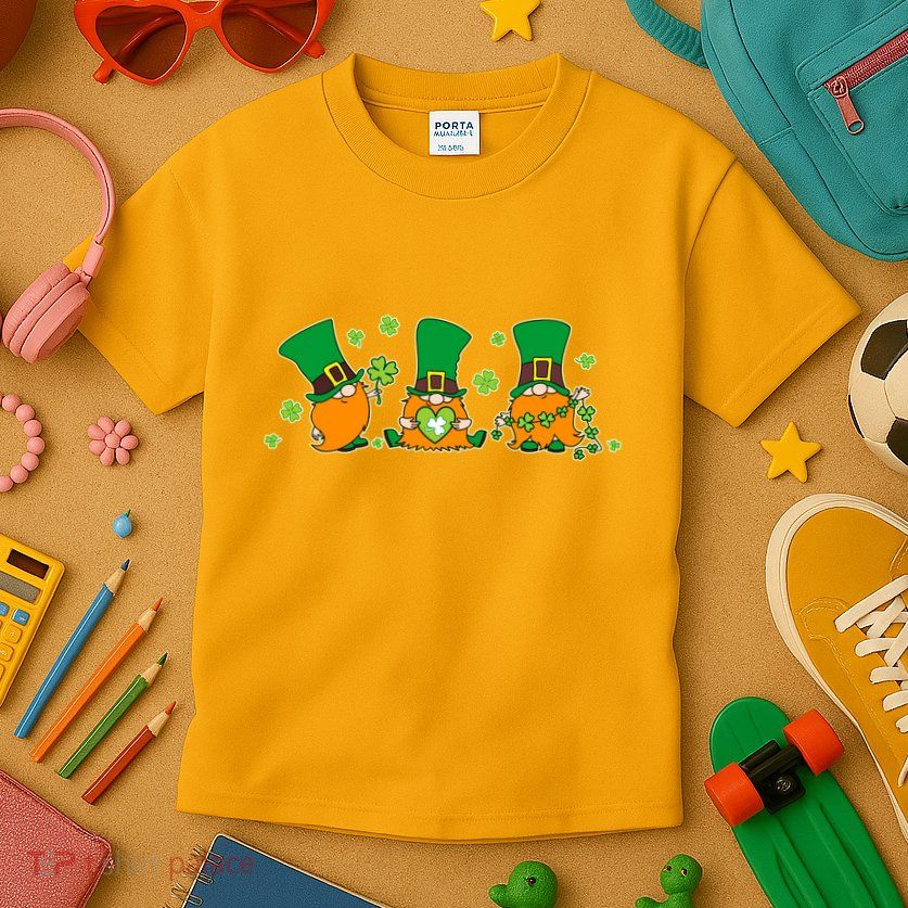 Funny St Patrick's Day Lucky Shamrocks Gnomes Kids T-Shirt