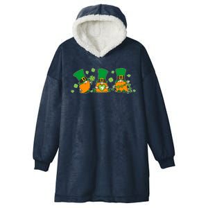 Funny St Patrick's Day Lucky Shamrocks Gnomes Hooded Wearable Blanket