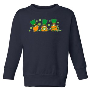 Funny St Patrick's Day Lucky Shamrocks Gnomes Toddler Sweatshirt