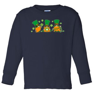 Funny St Patrick's Day Lucky Shamrocks Gnomes Toddler Long Sleeve Shirt