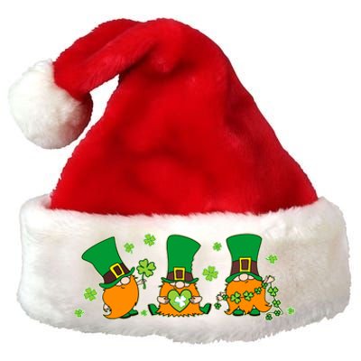 Funny St Patrick's Day Lucky Shamrocks Gnomes Premium Christmas Santa Hat