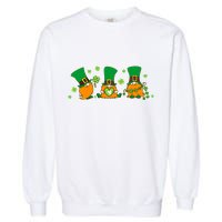 Funny St Patrick's Day Lucky Shamrocks Gnomes Garment-Dyed Sweatshirt