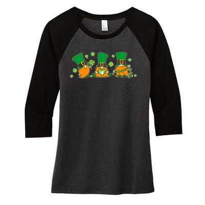 Funny St Patrick's Day Lucky Shamrocks Gnomes Women's Tri-Blend 3/4-Sleeve Raglan Shirt