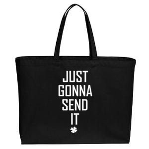 Funny Saint Patrick's Day Just Gonna Send It Cotton Canvas Jumbo Tote