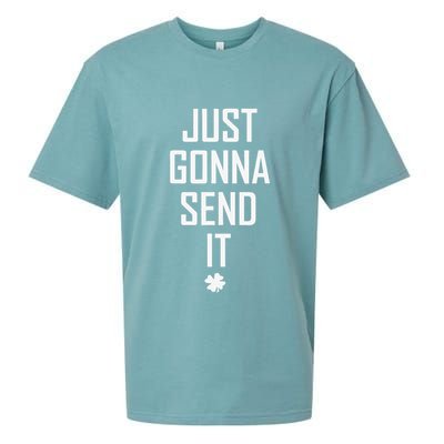 Funny Saint Patrick's Day Just Gonna Send It Sueded Cloud Jersey T-Shirt
