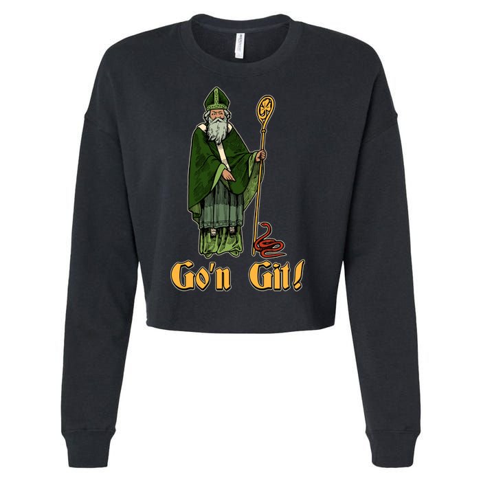 Funny Saint Patricks Day Gon Git Snake Cropped Pullover Crew
