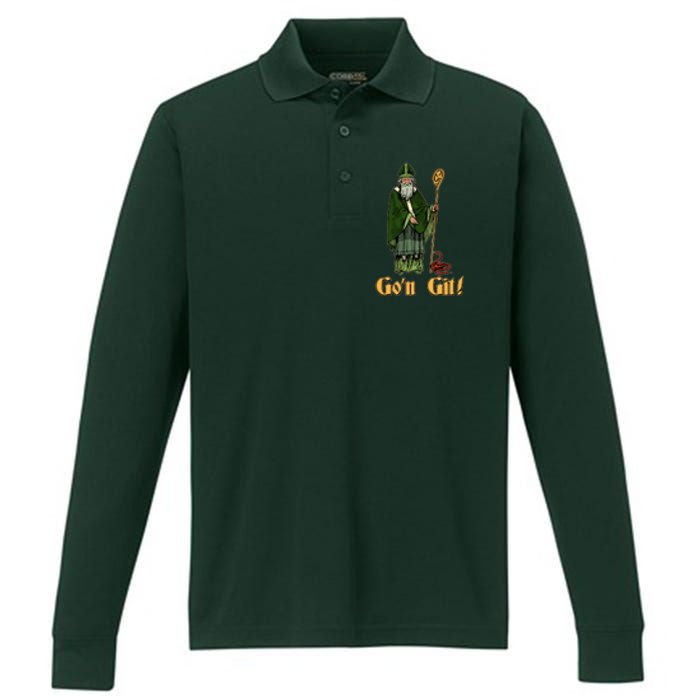 Funny Saint Patricks Day Gon Git Snake Performance Long Sleeve Polo