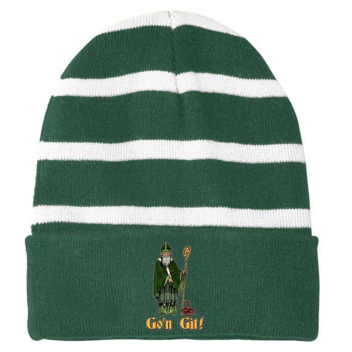 Funny Saint Patricks Day Gon Git Snake Striped Beanie with Solid Band