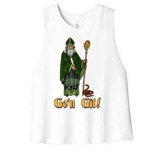 Funny Saint Patricks Day Gon Git Snake Women's Racerback Cropped Tank