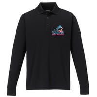 Funny Stay Positive Shark Beach Motivational Quote Performance Long Sleeve Polo