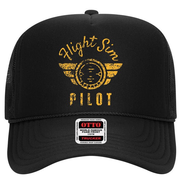 Flight Simulator Pilot High Crown Mesh Back Trucker Hat