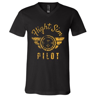 Flight Simulator Pilot V-Neck T-Shirt