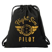 Flight Simulator Pilot Drawstring Bag