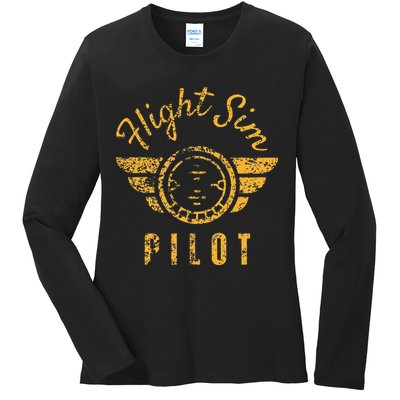 Flight Simulator Pilot Ladies Long Sleeve Shirt