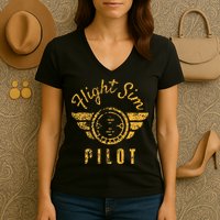 Flight Simulator Pilot Women's V-Neck T-Shirt