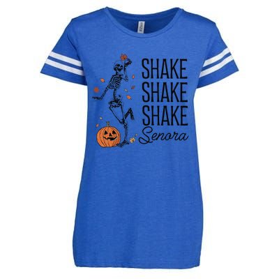 Funny Skeleton Pumkin Halloween Enza Ladies Jersey Football T-Shirt