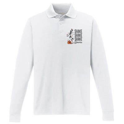 Funny Skeleton Pumkin Halloween Performance Long Sleeve Polo