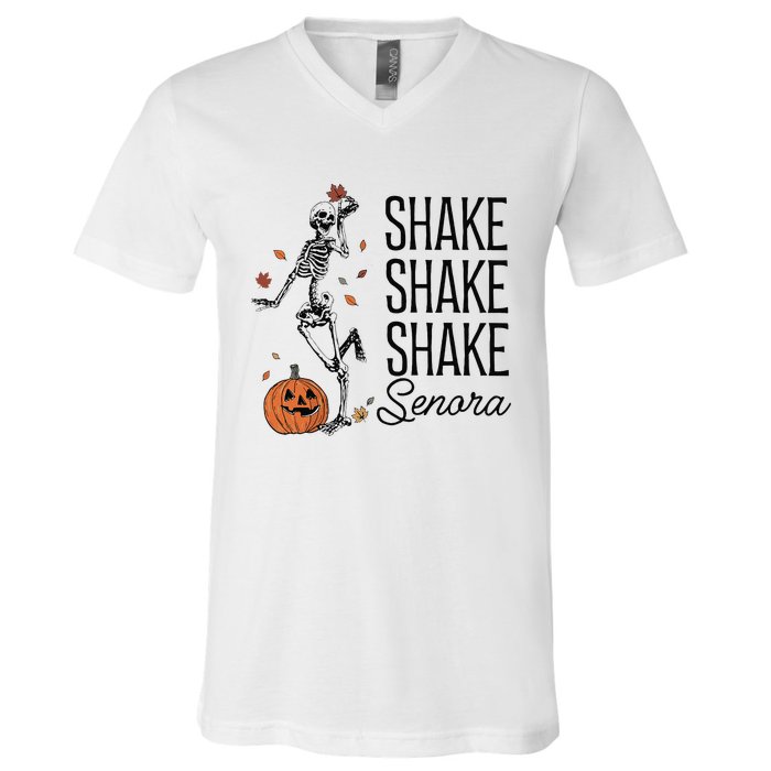 Funny Skeleton Pumkin Halloween V-Neck T-Shirt