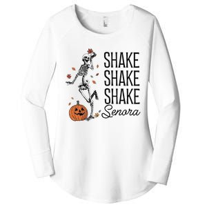 Funny Skeleton Pumkin Halloween Women's Perfect Tri Tunic Long Sleeve Shirt