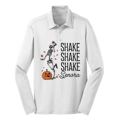 Funny Skeleton Pumkin Halloween Silk Touch Performance Long Sleeve Polo