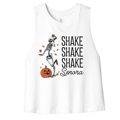 Funny Skeleton Pumkin Halloween Women's Racerback Cropped Tank