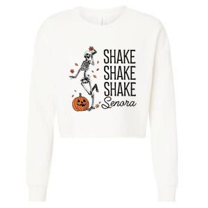 Funny Skeleton Pumkin Halloween Cropped Pullover Crew