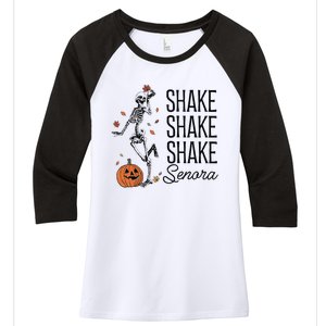 Funny Skeleton Pumkin Halloween Women's Tri-Blend 3/4-Sleeve Raglan Shirt