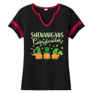 Funny St Patricks Day Shenanigans Coordinator Gnomes Ladies Halftime Notch Neck Tee