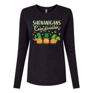 Funny St Patricks Day Shenanigans Coordinator Gnomes Womens Cotton Relaxed Long Sleeve T-Shirt