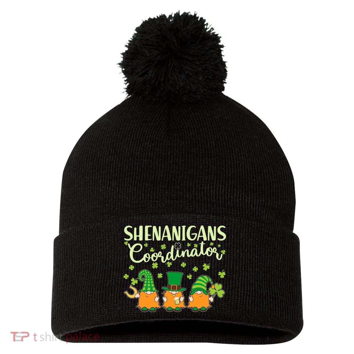 Funny St Patricks Day Shenanigans Coordinator Gnomes Pom Pom 12in Knit Beanie
