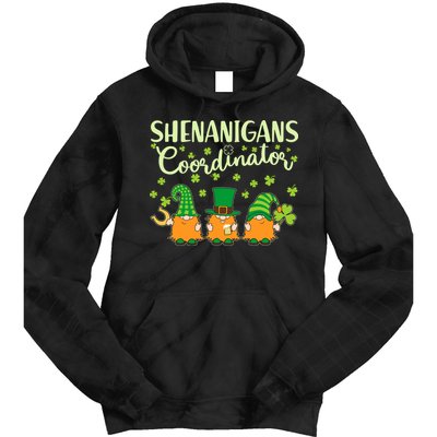 Funny St Patricks Day Shenanigans Coordinator Gnomes Tie Dye Hoodie