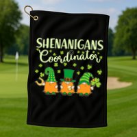 Funny St Patricks Day Shenanigans Coordinator Gnomes Golf Towel