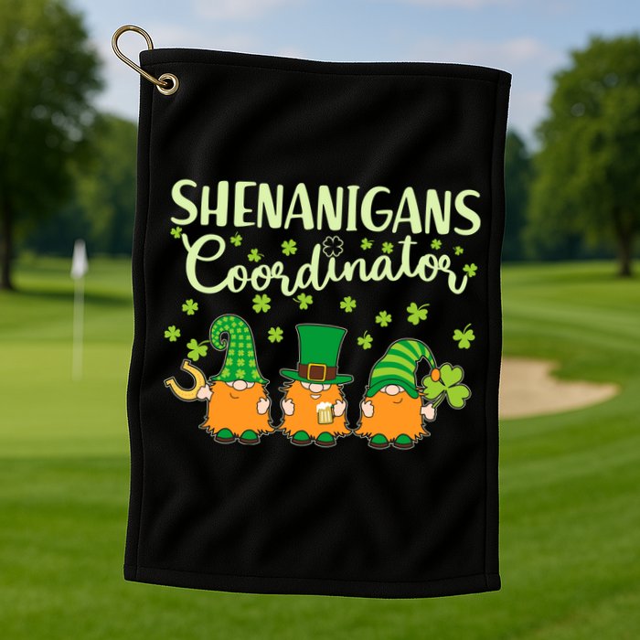 Funny St Patricks Day Shenanigans Coordinator Gnomes Golf Towel