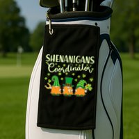 Funny St Patricks Day Shenanigans Coordinator Gnomes Golf Towel