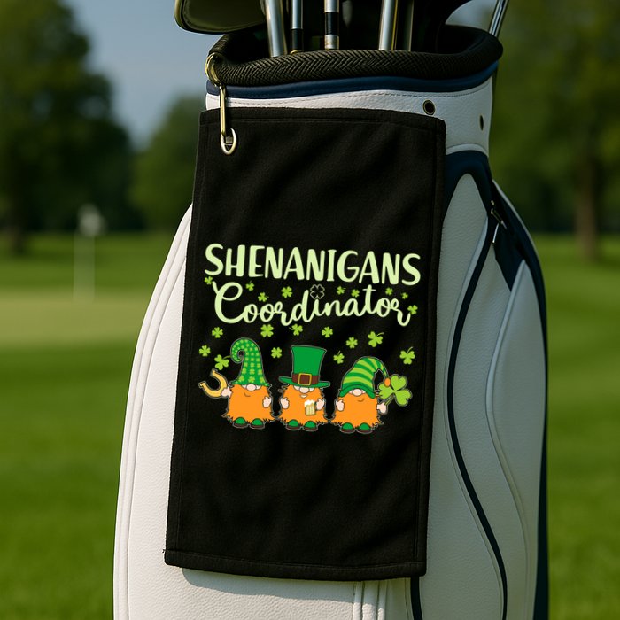 Funny St Patricks Day Shenanigans Coordinator Gnomes Golf Towel