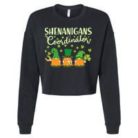Funny St Patricks Day Shenanigans Coordinator Gnomes Cropped Pullover Crew