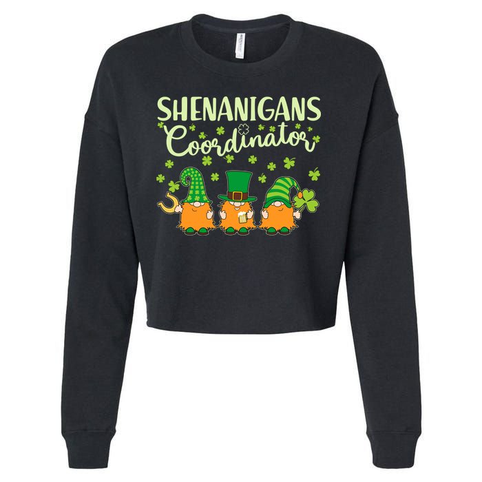 Funny St Patricks Day Shenanigans Coordinator Gnomes Cropped Pullover Crew