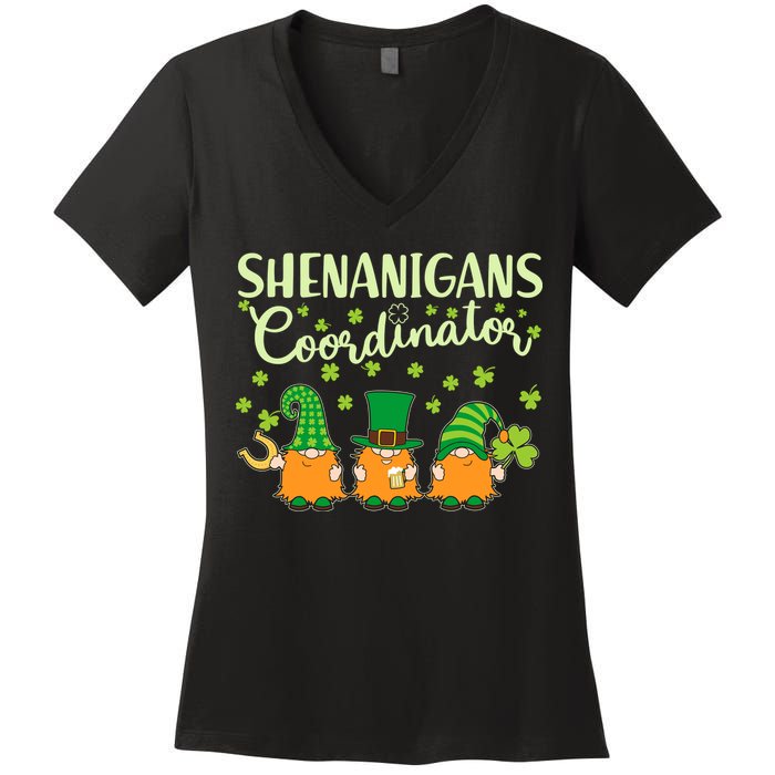Funny St Patricks Day Shenanigans Coordinator Gnomes Women's V-Neck T-Shirt