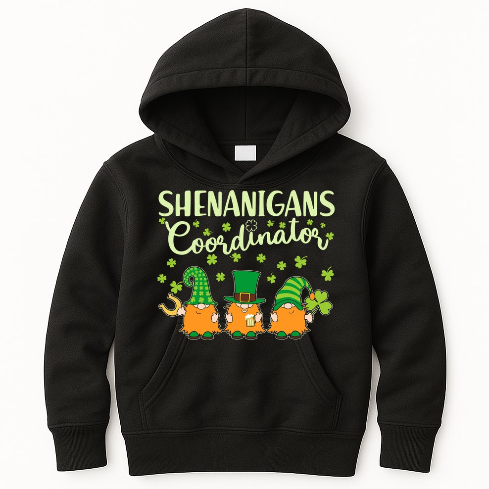Funny St Patricks Day Shenanigans Coordinator Gnomes Kids Hoodie