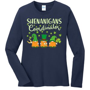 Funny St Patricks Day Shenanigans Coordinator Gnomes Ladies Long Sleeve Shirt