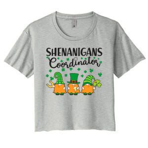 Funny St Patricks Day Shenanigans Coordinator Gnomes Women's Crop Top Tee